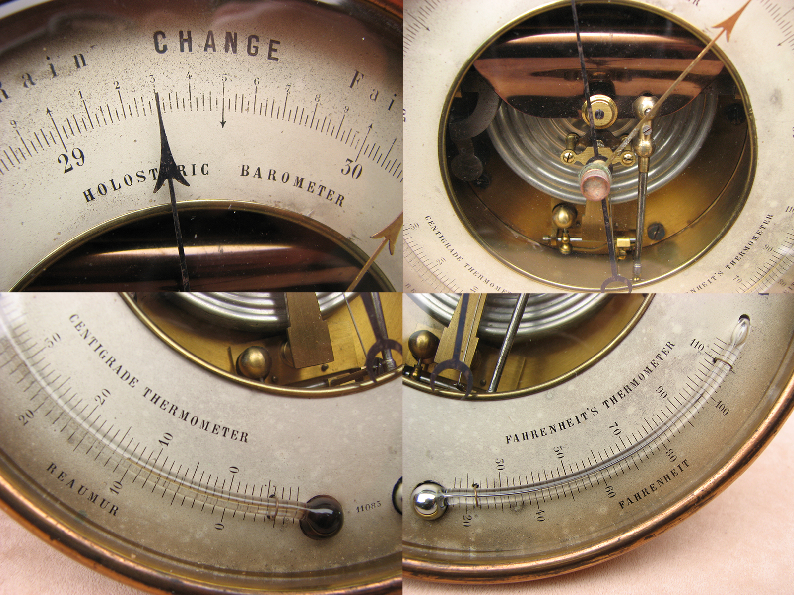 Pertuis Hult & Naudet Holosteric barometer with twin thermometers circa 1870